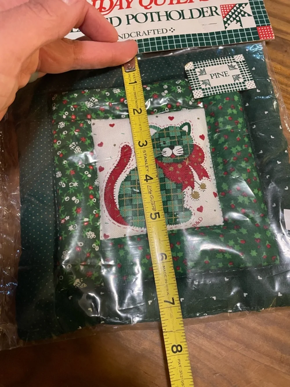 Vintage Holiday Quilts Scented Potholder Handcrafted Cat home cooking baking NIP